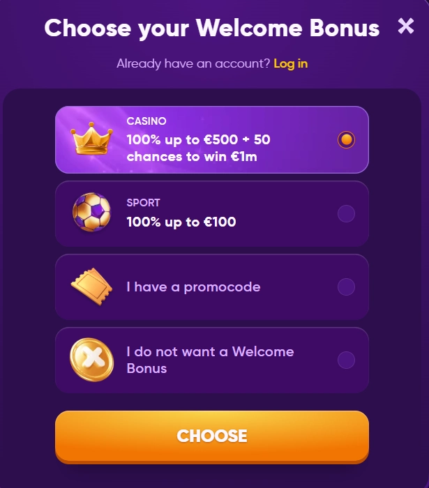 Welcome bonus
